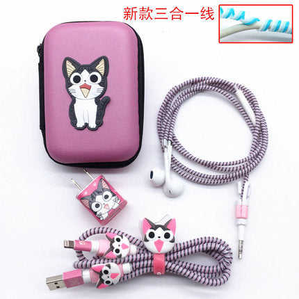 Three In One Cartoon USB Cable Earphone Protector