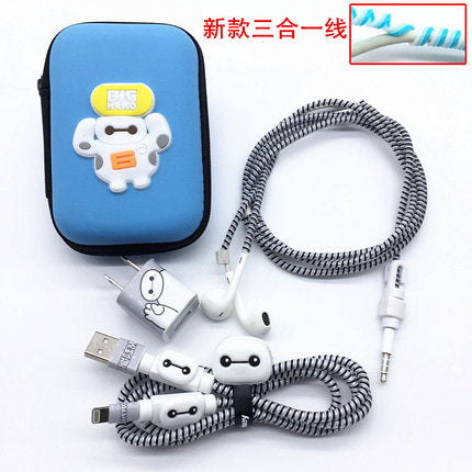Three In One Cartoon USB Cable Earphone Protector