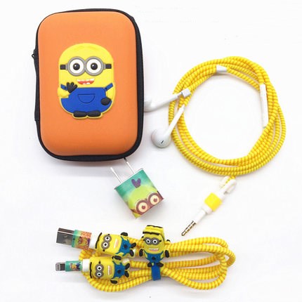 Three In One Cartoon USB Cable Earphone Protector