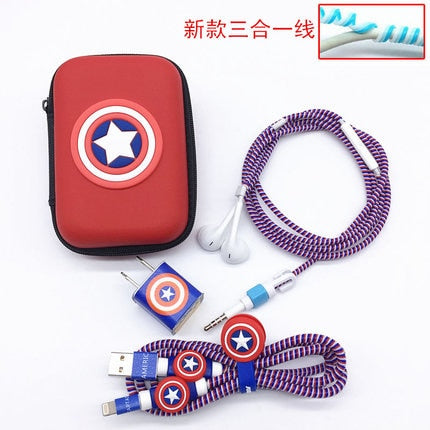Three In One Cartoon USB Cable Earphone Protector