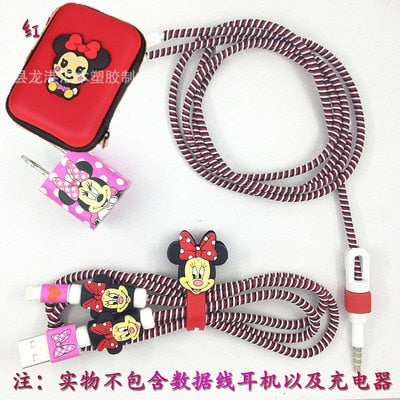 Three In One Cartoon USB Cable Earphone Protector
