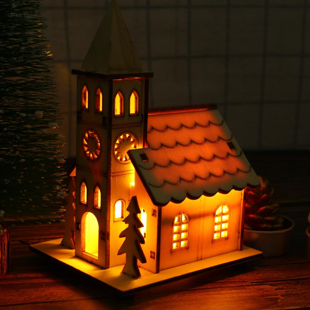 Wooden Dolls House Villa Christmas Ornaments