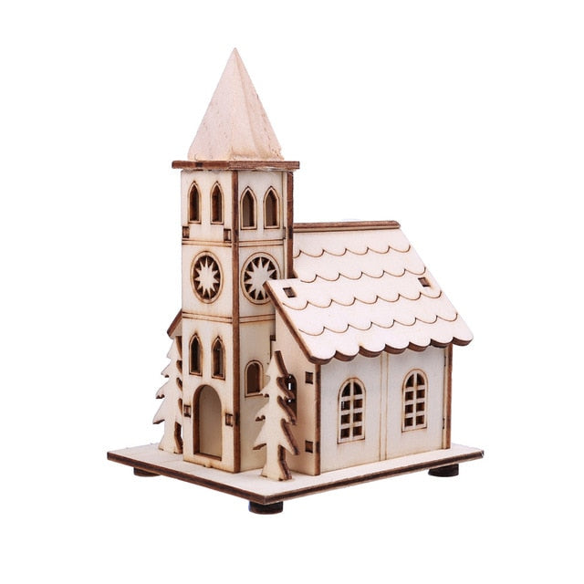 Wooden Dolls House Villa Christmas Ornaments